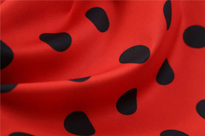 Women Vintage Long Sleeve Polka Dot Dress Spring Autumn New Year Party Dresses 3XL Black Vestidos