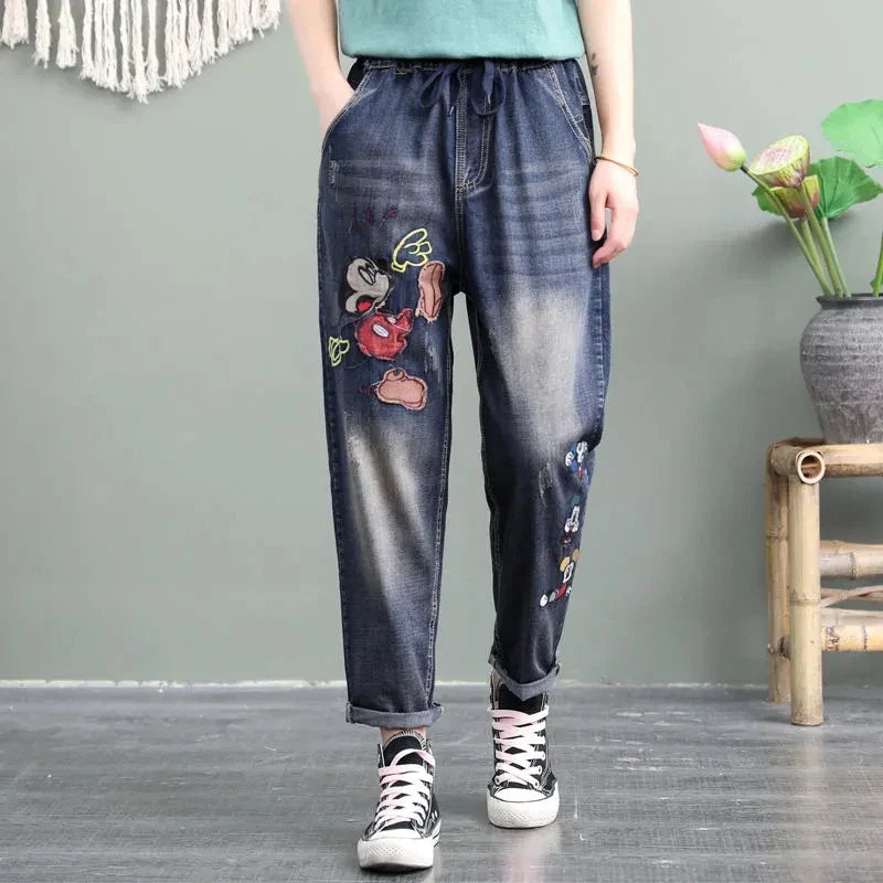 High Waist Women Harlan Pants Femme Denim Pants Retro