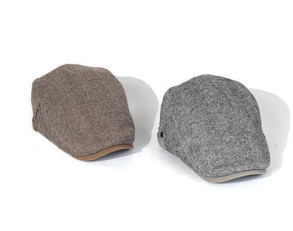 Big Size Newsboy Cap Men Winter Wool Thick Warm Vintage Herringbone Casual