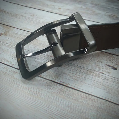 1Pcs Men's Genuine Leather Reversible Belt Rotated Buckle Two In One Big And Tall