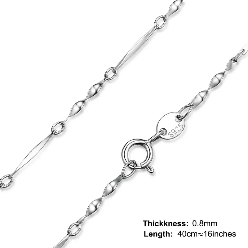Genuine 100% 925 Sterling Silver Necklace Ingot Twisted Trace Belcher Snake Bar Singapore Box Chain Necklace Women