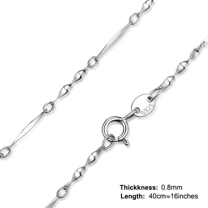Genuine 100% 925 Sterling Silver Necklace Ingot Twisted Trace Belcher Snake Bar Singapore Box Chain Necklace Women