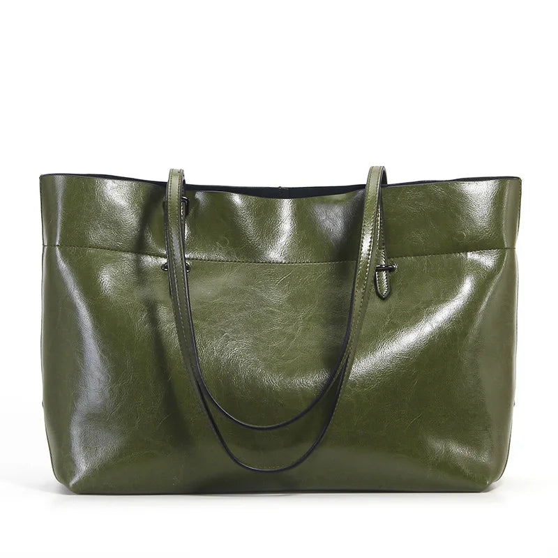 Brown Women Handbag 100% Genuine Leather Female Shoulder Purse Ladies Black Tote Bag Large Capacity Shopping Bags