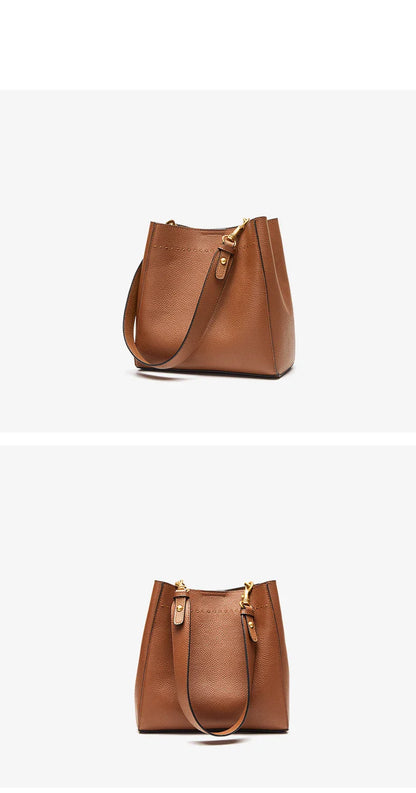 Genuine Leather Casual Shopper Shoulder Bag Commuter Large Bucket Handbag Simple High Quality Women Tote Underarm Bags
