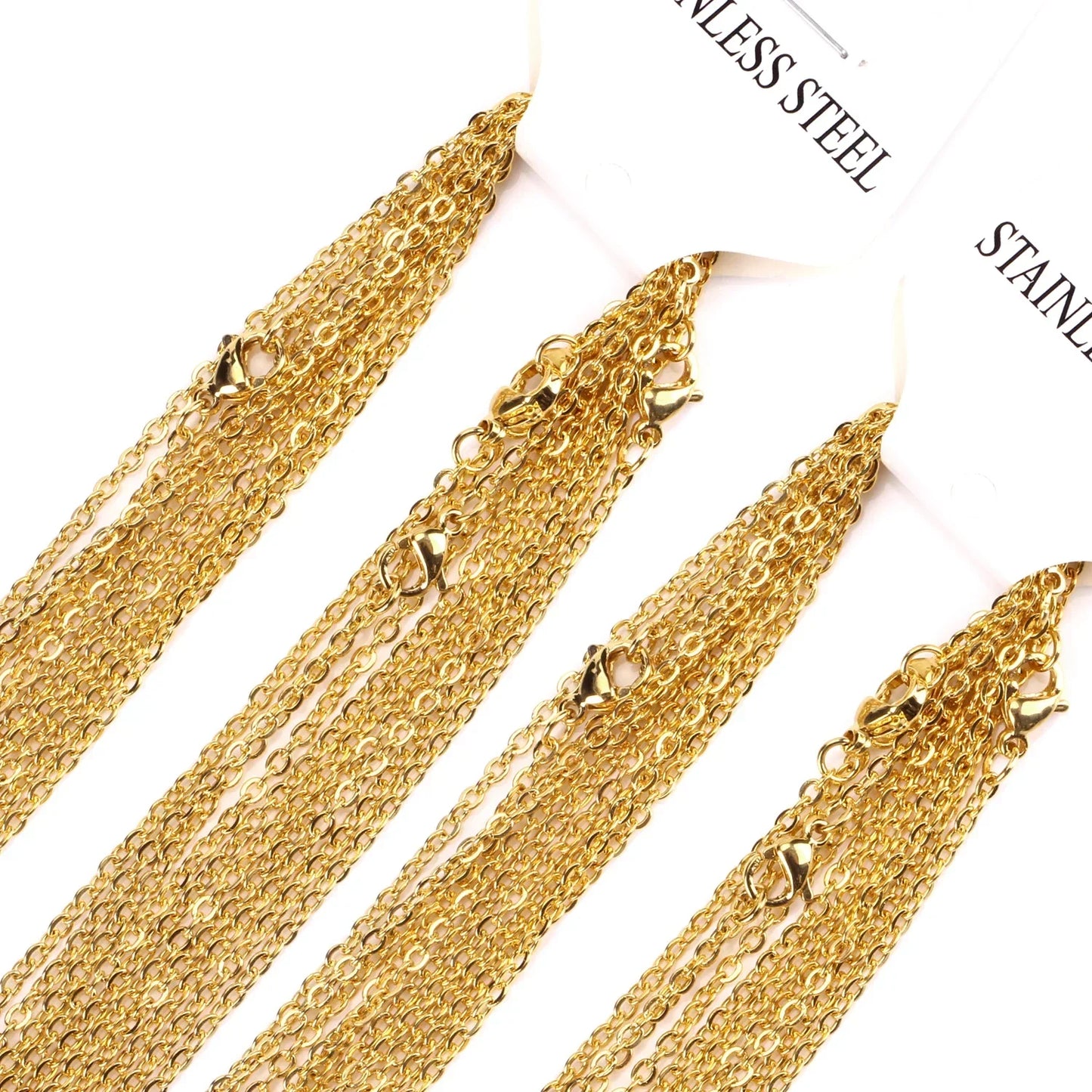 Stainless Steel Chains Necklace Woman 10pcs/lot Bulk Wholesale DIY Rolo 2mm Chain No Fade Choker For Jewelry Making