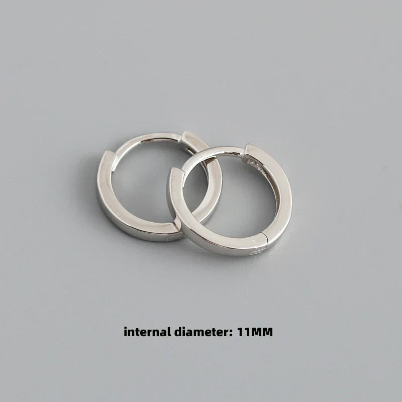 925 Sterling Silver Minimalist Punk Rock Circle Hoop Earrings for Women Men Goth Piercing Ear Buckle Charm Fine Jewelry