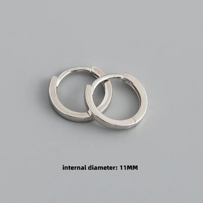 925 Sterling Silver Minimalist Punk Rock Circle Hoop Earrings for Women Men Goth Piercing Ear Buckle Charm Fine Jewelry