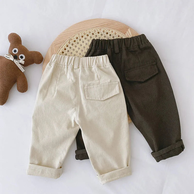 Spring Autumn Solid Kids Boys Straight Pants Fashion Children Clothing Trousers Brief Jeans for 1-6 Years