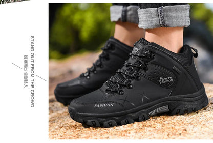 Men Winter Snow Boots Waterproof Leather Sneakers Super  Warm Men's Boots Outdoor Male Hiking Boots Work Shoes Size 39-47