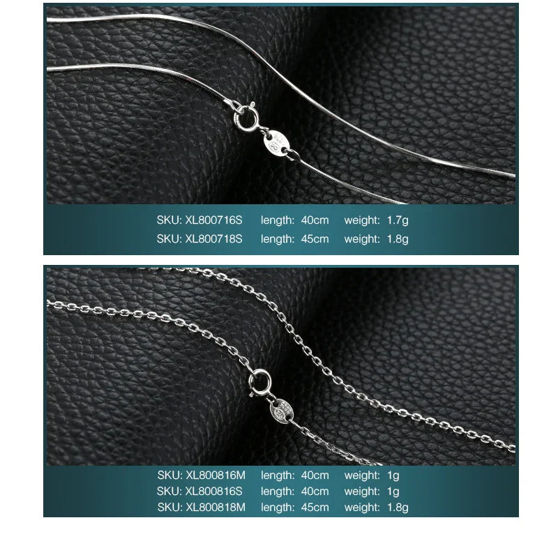 Genuine 100% 925 Sterling Silver Necklace Ingot Twisted Trace Belcher Snake Bar Singapore Box Chain Necklace Women