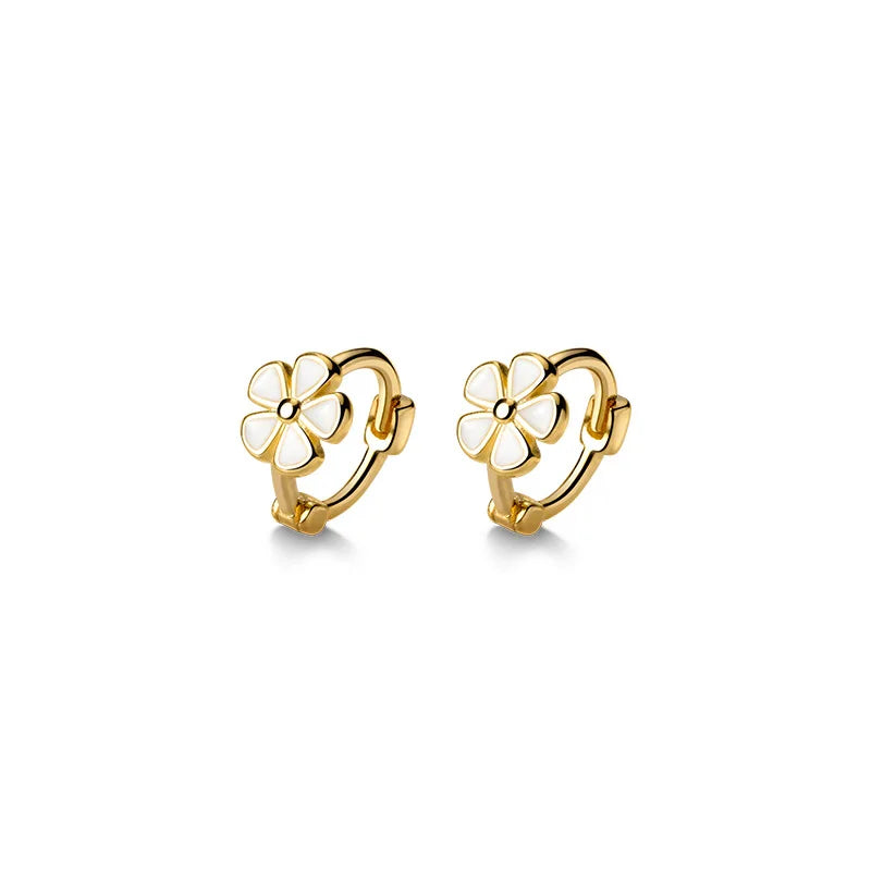 Genuine 925 Sterling Silver Sweet Romantic Flower Ear Buckle for Women Korean Girl Fashion Birthday Earring Jewelry Gift