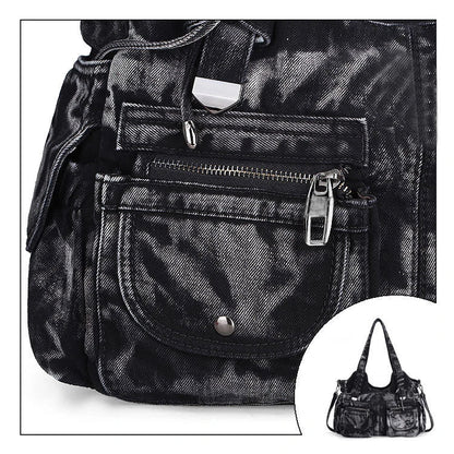 Women's Denim Bag Y2K Vintage Blue Jean Purse and Handbags Crossbody Shoulder Wallet Large Capacity