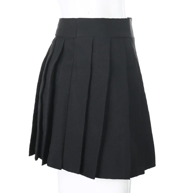 Summer Harajuku Punk Style Plaid Irregular Skirts Women Asymmetrical High Waist Black Skirts Pleated Girls Gothic Half Skirts
