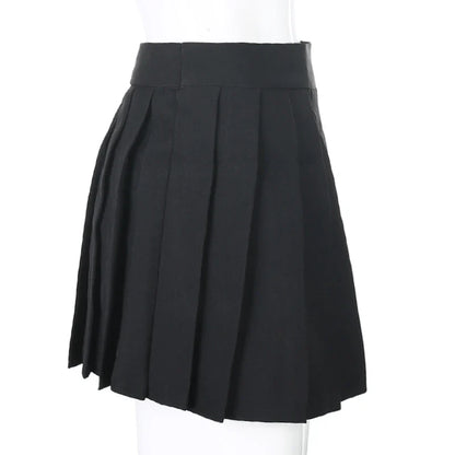 Summer Harajuku Punk Style Plaid Irregular Skirts Women Asymmetrical High Waist Black Skirts Pleated Girls Gothic Half Skirts