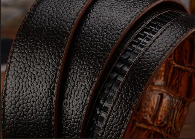 Designer Men High Quality Genuine Leather Belts Silver Gold Buckle Cowhide Ceinture Men Crocodile Belt Luxury Cinturones Hombre