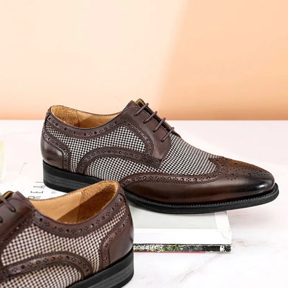 Men's Dress Shoes Leather Ventilation Lace-Up Fashion Bullock Men Shoes Formal Business Casual Spring Summer New