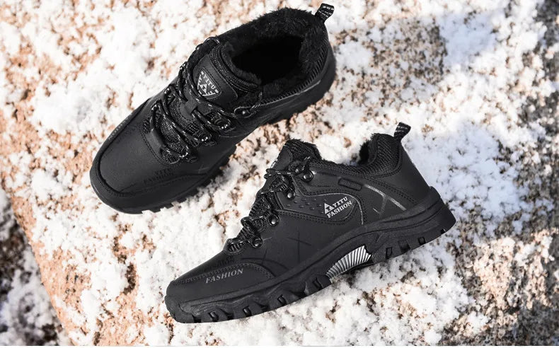Men Winter Snow Boots Waterproof Leather Sneakers Super  Warm Men's Boots Outdoor Male Hiking Boots Work Shoes Size 39-47