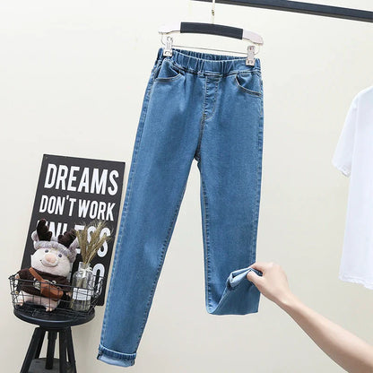 High Waist Elastic Band Slim Pencil Pants