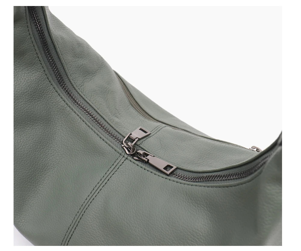 Luxury Women Cowhide Crossbody Bag Large Casual Shoulder Purse Wide Strap Handbag Female Daily 100% Genuine Leather Hobo Sack