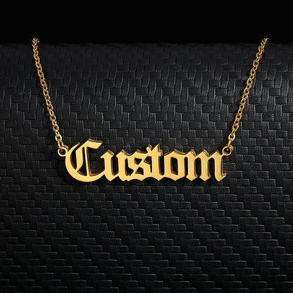Old English Custom Name Necklaces For Women Men Stainless Steel Customized Necklace Pendant Personalized Goth Neck Chain Jewelry