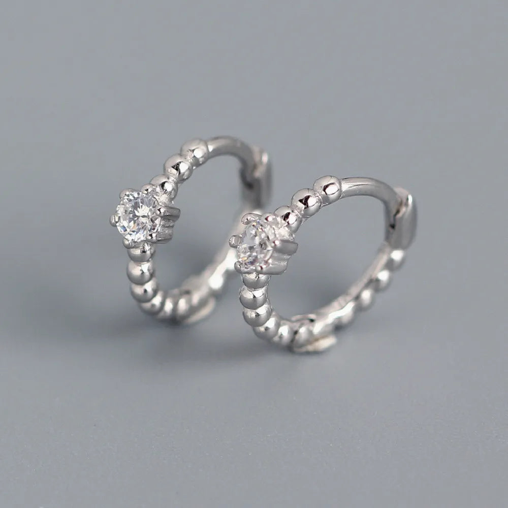 Real 100% 925 Sterling Silver Punk Hip-Hop Link Chain Gothic Studs Earrings for Fashion Women Jewelry Accessories 2022
