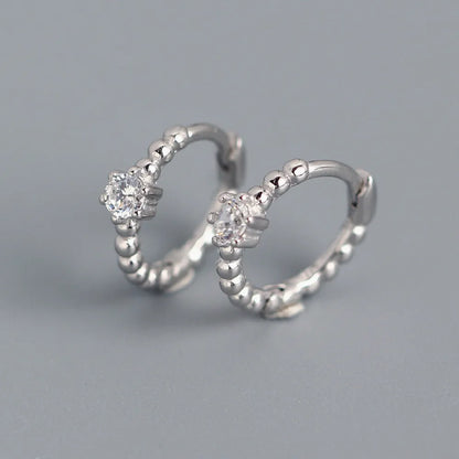 Real 100% 925 Sterling Silver Punk Hip-Hop Link Chain Gothic Studs Earrings for Fashion Women Jewelry Accessories 2022