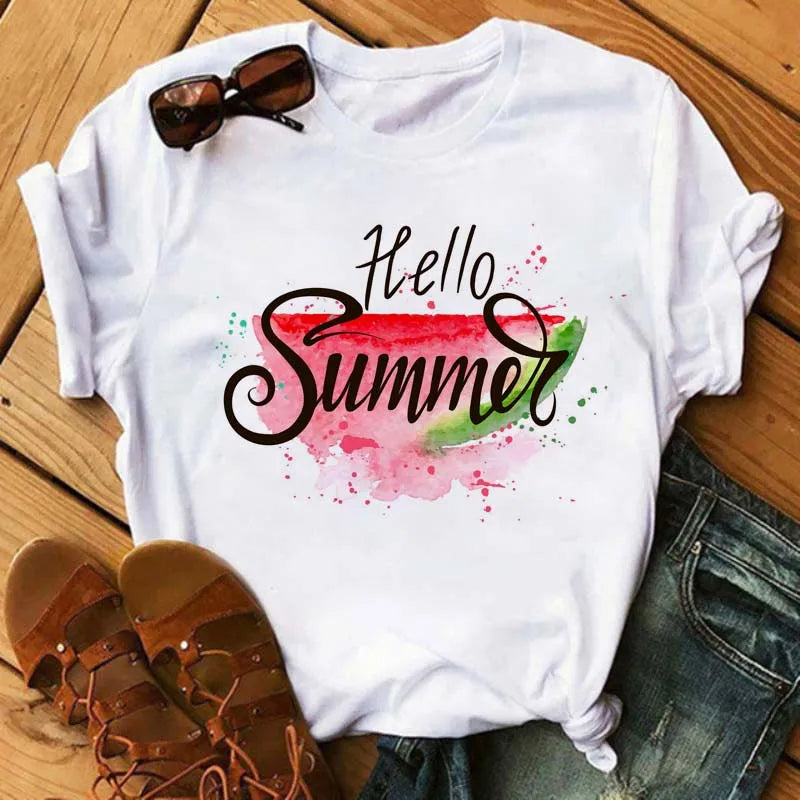 Funny Fruits T Shirt Women Fashion Kawaii Banana Print White T-shirt Harajuku TShirt Short Sleeves Tops Tee Shirt Femme T Shirts