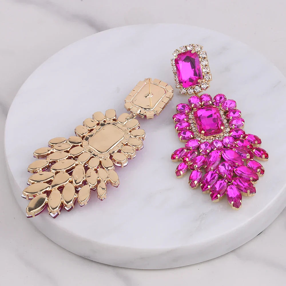 New Crystal Dangle Earrings For Women Rhinestone Earrings Weddings Ladies Party Fashion Jewelry Accessories Wholesale Gifts