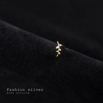 925 Sterling Silver Fashion Cute Romantic Leaf Small Stud Earrings for Women Simple Party Piercing Jewelry Accessories