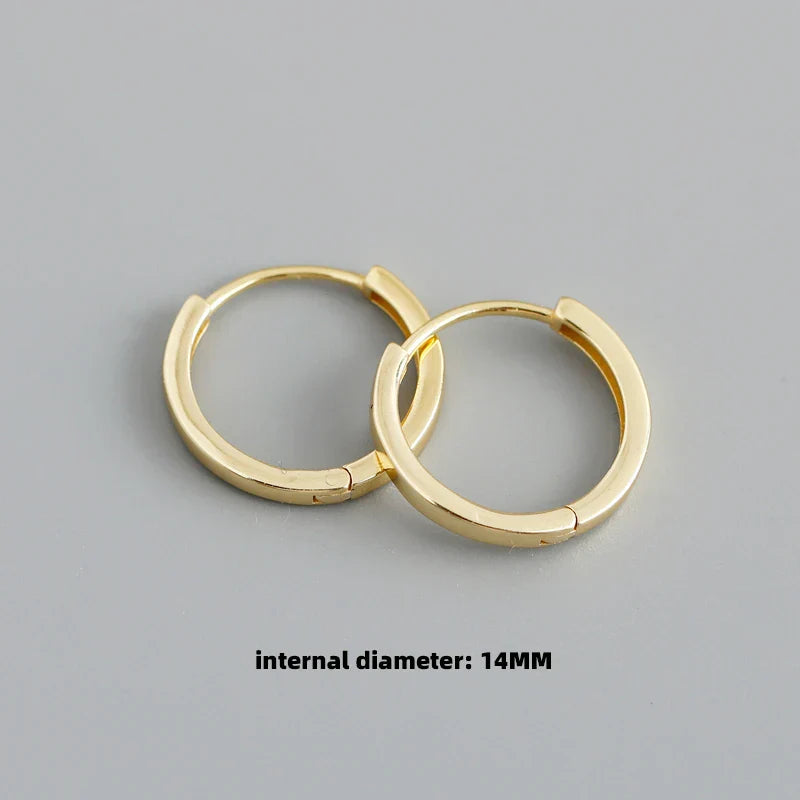 925 Sterling Silver Minimalist Punk Rock Circle Hoop Earrings for Women Men Goth Piercing Ear Buckle Charm Fine Jewelry