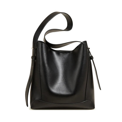 Lady Women Hobo Bucket Bag Split Leather Fashion Shoulder Bags Large Capacity Handbag Wide Adjustable Strap Female Bags