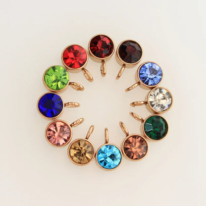 144Pcs/Lot Stainless Steel Birthstone Charms For Women Girl Pendant Earrings Bracelet Jewelry Gift Making DIY Accessories
