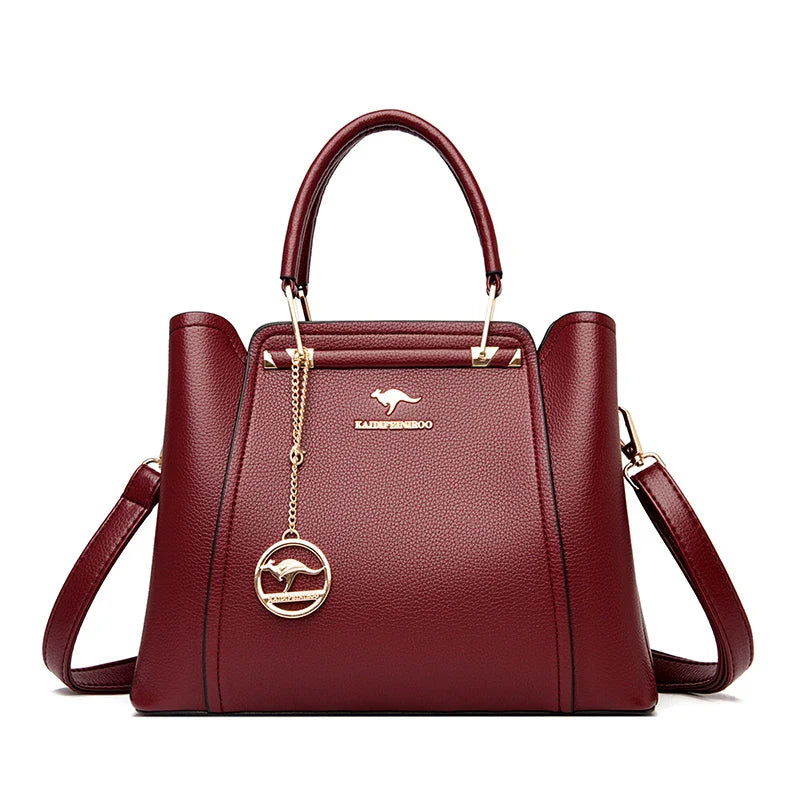 Bolsas de Luxo Femininas Bolsas de Grife 3 Camadas Couro Macio Ombro Transversal Sacola Feminina Grande Capacidade Compras Mensageiro Tote