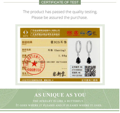 Silver Green Water Drop Earrings 925 Sterling Silver 4 Colors Drop Shape Earring for Women Statement  Jewelry