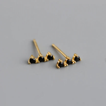 New Arrival Fashion Korean Blue Zircon Spike Geometric Stud Earrings for Women Real 925 Sterling Silver Gothic Jewelry