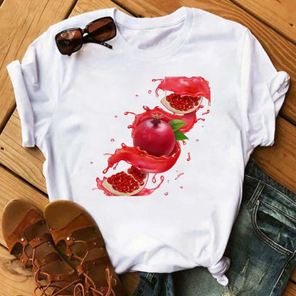 Funny Fruits T Shirt Women Fashion Kawaii Banana Print White T-shirt Harajuku TShirt Short Sleeves Tops Tee Shirt Femme T Shirts