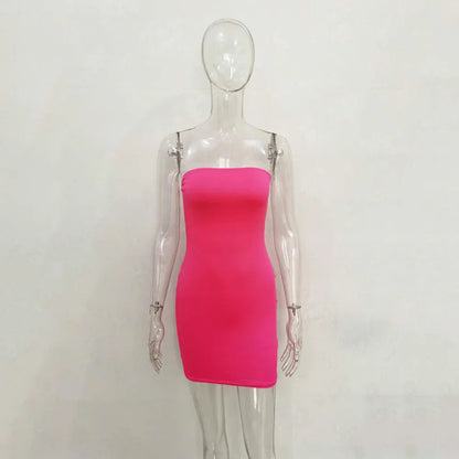 Off Shoulder Tube Dress Solid 2025 New Summer Women Bodycon Strapless Dress Black Mini Dress Women Slim Party Clubwear