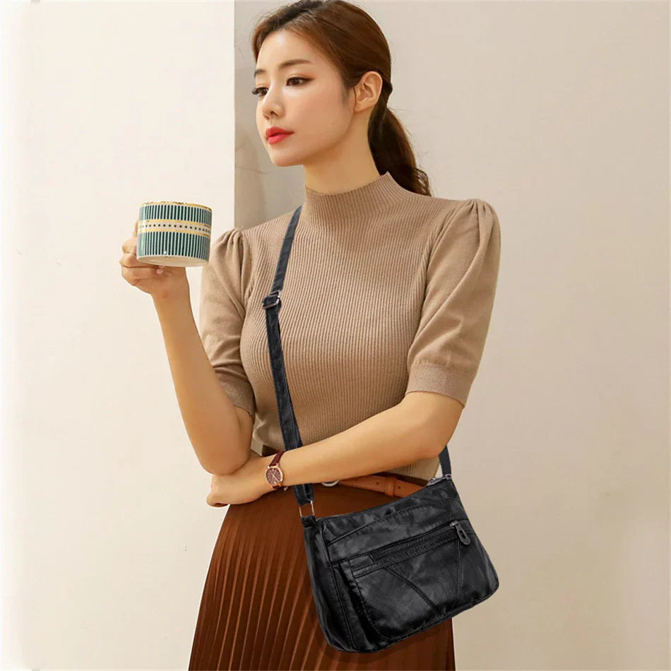 Fashion All-match Solid Color Messenger Bag High Capacity Womens Shoulder Bags 2021 New High Quality Pu Leather Women Handbag