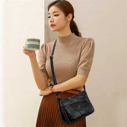 Fashion All-match Solid Color Messenger Bag High Capacity Womens Shoulder Bags 2021 New High Quality Pu Leather Women Handbag