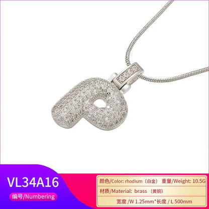1.25x500mm Fat and lovely crystal brass silver color  letter necklace for women friends birthday gift model: VL34