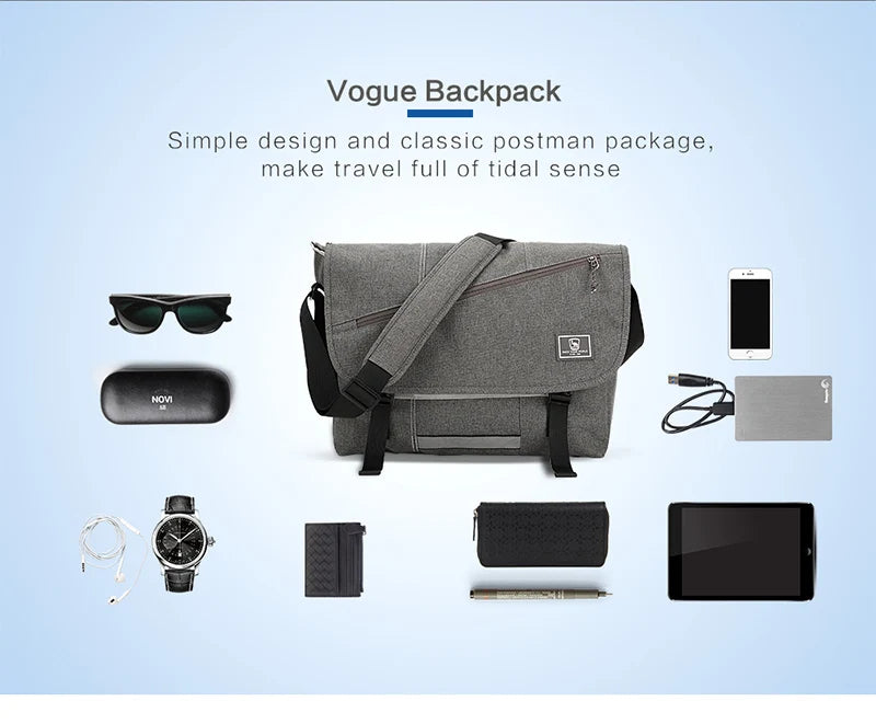 15 Inch Laptop Men Messenger Bag Fashion Travel Sling Shoulder Bag Men's Canvas Briefcase Male Crossbody Pack For Teenages