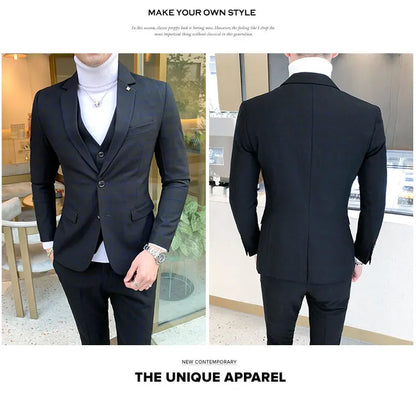 Blazer and Vest and Pants / Boutique Fashion Plaid Men's Casual Business Suit 3pcs Set Groom Wedding Dress Performance Costume