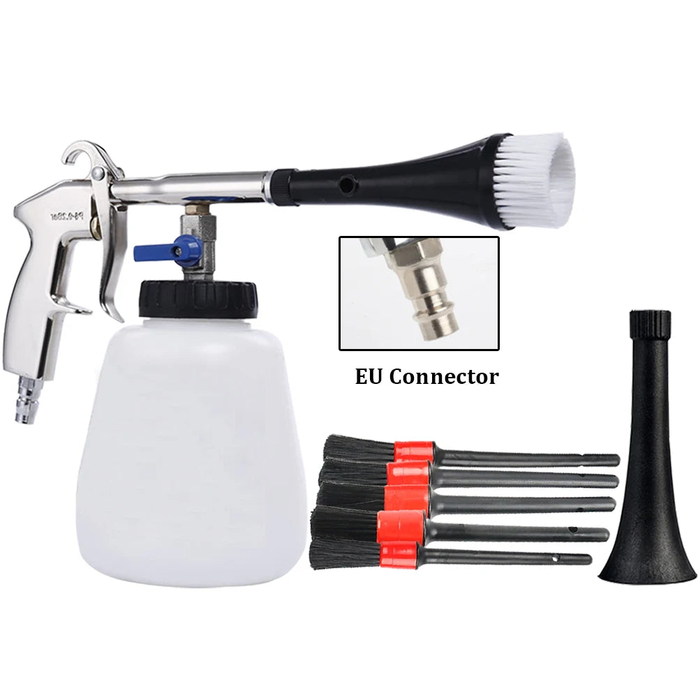 Escova de Detalhes para Lavadora de Alta Pressão Tornado, Pistola de Limpeza Profunda para Interior de Carro com Escova, Acionada a Ar, Conector Europeu
