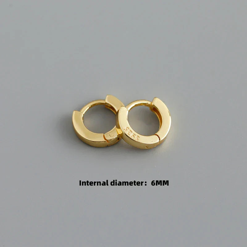925 Sterling Silver Minimalist Punk Rock Circle Hoop Earrings for Women Men Goth Piercing Ear Buckle Charm Fine Jewelry