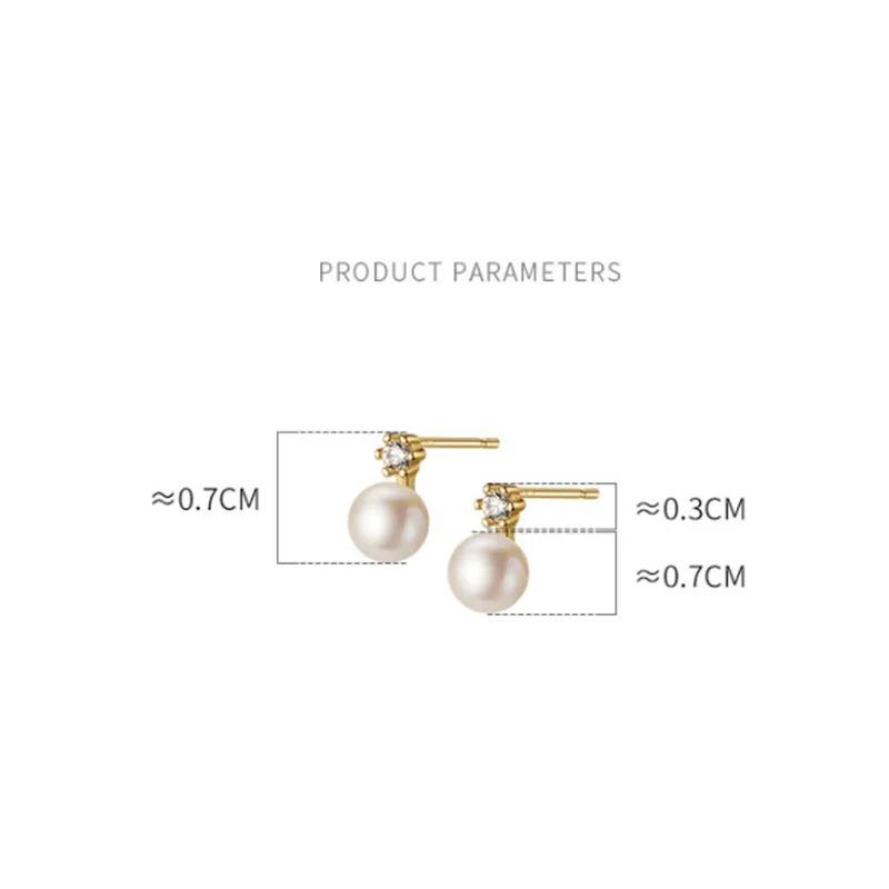 Genuine 925 Sterling Silver Geometric Zircon Pearl Mini Small Stud Earrings for Women Chic Charming Korean Jewelry 2021