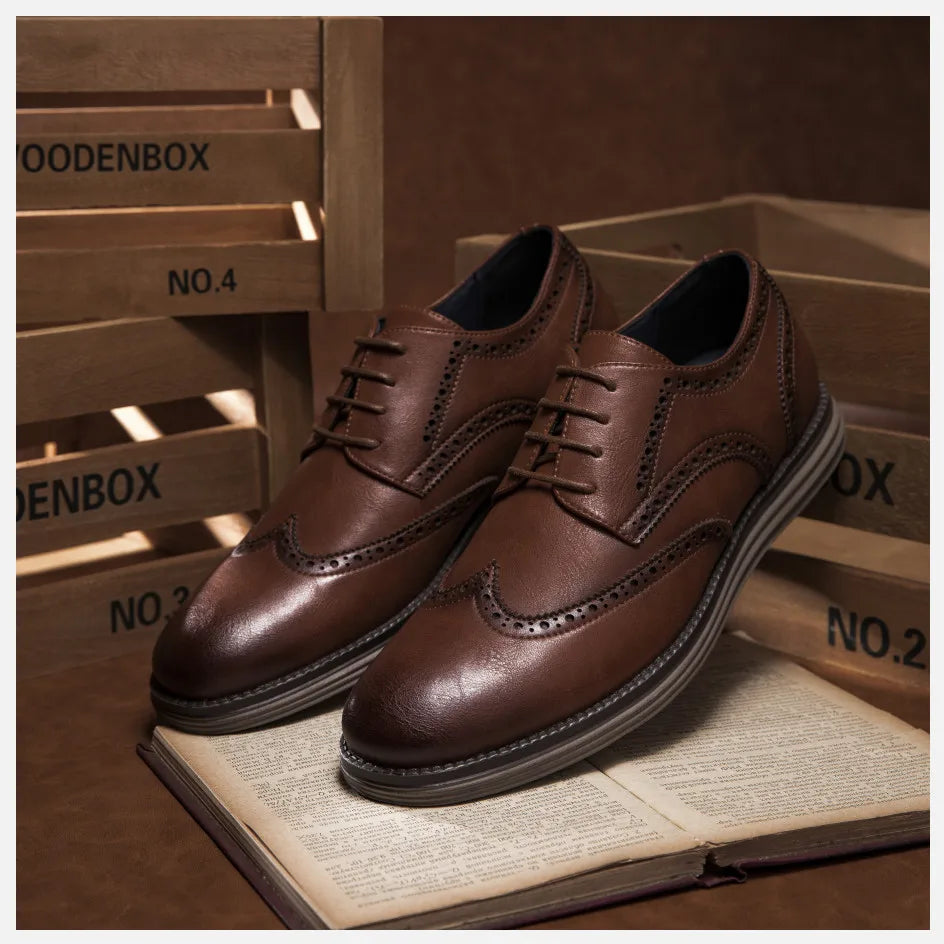 Sapatos Sociais Masculinos de Couro Genuíno Sapatos Casuais Confortáveis Masculinos Sapatos de Trabalho de Escritório Elegantes com Cadarço Masculinos