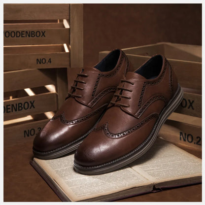 Sapatos Sociais Masculinos de Couro Genuíno Sapatos Casuais Confortáveis Masculinos Sapatos de Trabalho de Escritório Elegantes com Cadarço Masculinos
