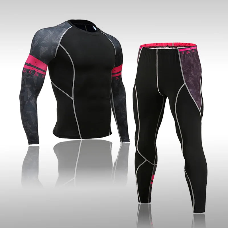 Men's Sports Suit MMA Running Quick-Drying Sportswear Compression Suit Fitness Training 3-Piece Sports Tights