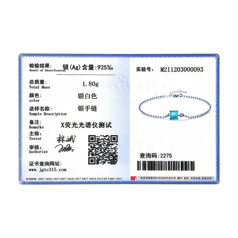 Modian 2021 New Real 925 Sterling Silver Luxury Square Tourmaline Beads Chain Bracelet For Women Paraiba Fine Statement Jewelry