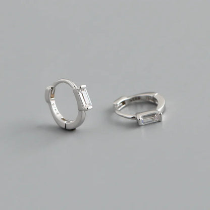925 Sterling Silver Colorful Square Shiny Zircon Beads Piercing Stud Earrings for Women Fashion Gothic Exquisite Jewelry